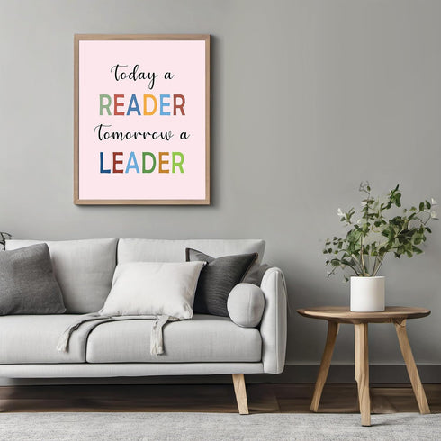 Posterizer 1 pcs-Today A Reader Tomorrow A Leader-minimalist art-Kids Room Art-Teachers & Classrooms-Gift for Teachers- unframed wall art...